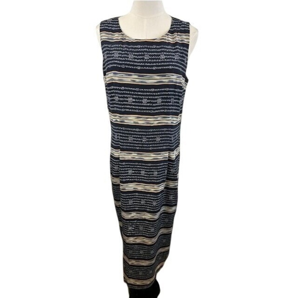 Adrianna Papell 100% Silk Maxi Dress Sleeveless Striped  Women's Size 10
